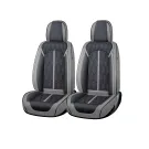 Huse auto premium 5 locuri Carguard Deluxe piele ecologica perforata - gri - negru