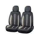 Huse auto premium 5 locuri Carguard Deluxe piele ecologica perforata - negru - alb