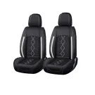 Huse auto premium 5 locuri Carguard Deluxe piele ecologica perforata si textil - negru - alb